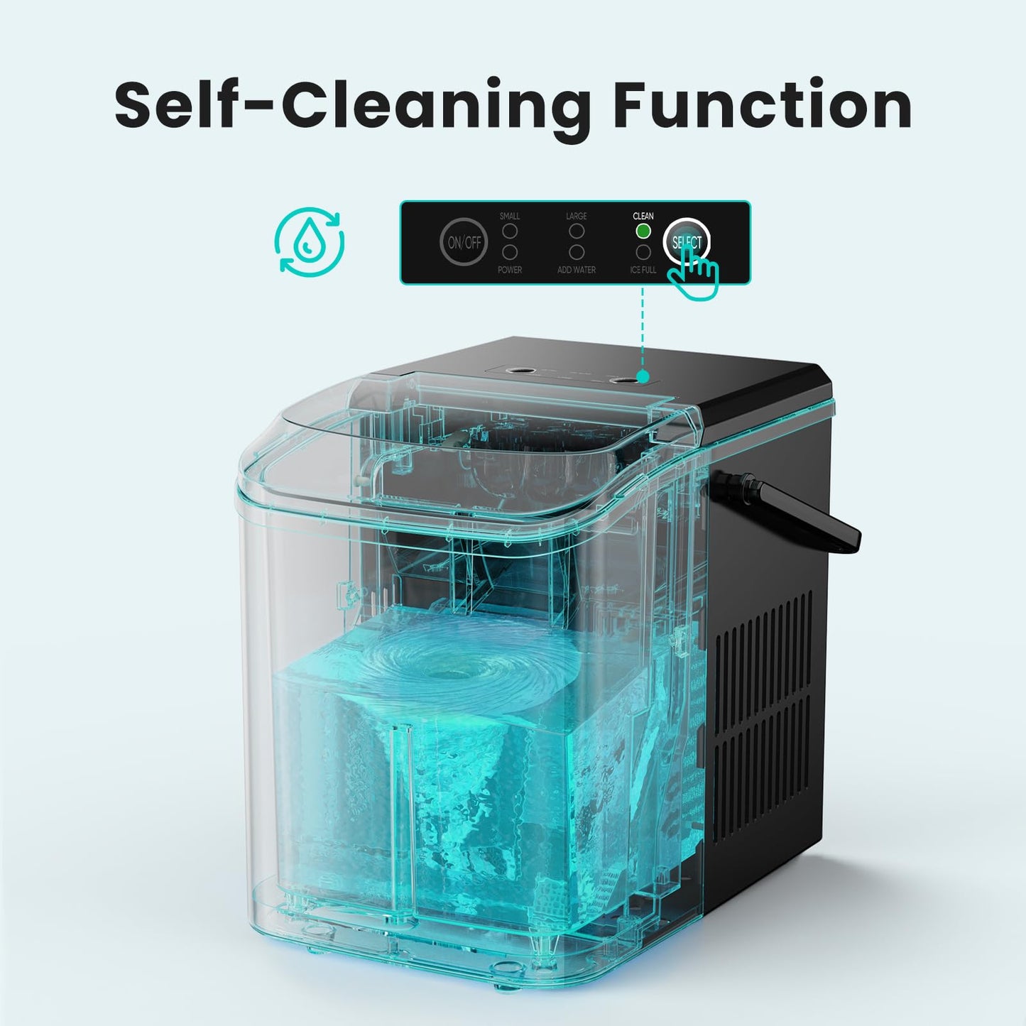 OLIXIS Ice Maker Machine with Handle,26lbs in 24Hrs,9 Ice Cubes in 6 Mins,Auto-Cleaning Portable Ice Maker with Basket and Scoop, Countertop Ice Maker for Home/Kitchen/Camping/RV, Sleek Black