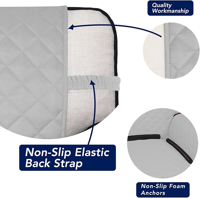 PureFit Reversible Quilted Sofa Cover, Water Resistant Slipcover Furniture Protector, Washable Couch Cover with Non Slip and Elastic Straps for Kids, Dogs, Pets (Oversized Chair, Light Gray/Ivory)