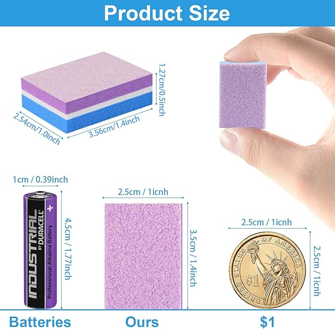 CGBE Buffing Block, Double-Sided Nail Buffing Block, Colorful Sponge Nail Polish Sanding Buffer Strips Nail File Blocks Manicure Tools (Blue-Purple)