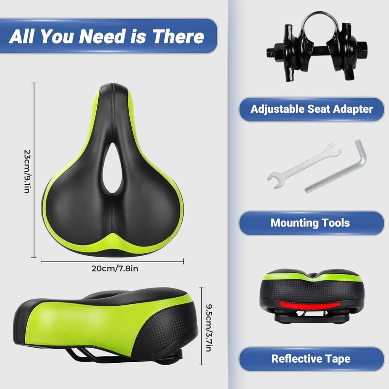 TONBUX Wide Bike Seat for for Men & Women, 6cm Padding Comfortable Peloton Bike Seat Cushion, Large Bicycle Seat for Peloton Bikes, Stationary Bikes, Ebike