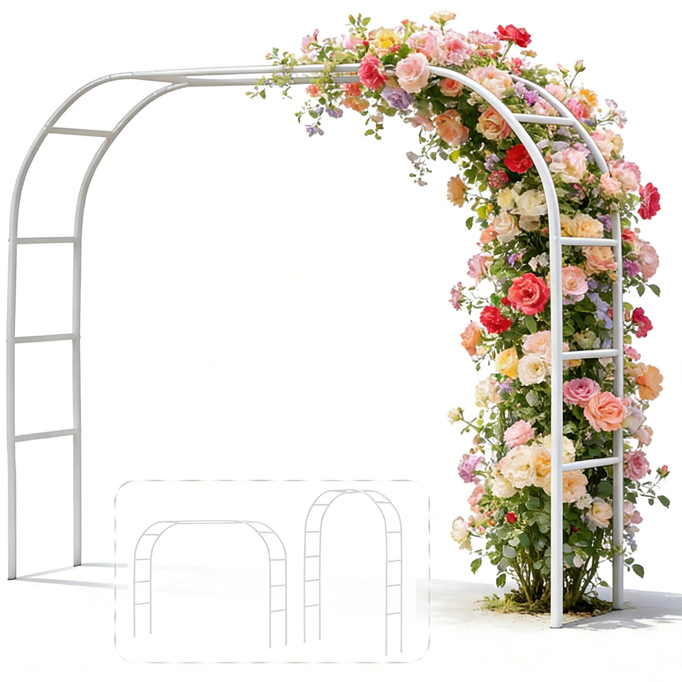 Metal Pergola Arbor,Wedding Arch 4.6 Feet Wide x 7.9 Feet High,Assemble Freely Lightweight Wide Wedding Garden Arbor Bridal Party Decoration White