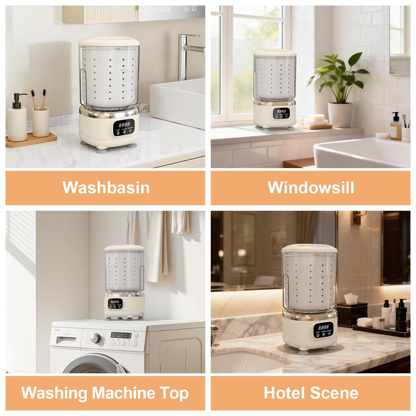 MEIIS Portable Mini Washing Machine, 2L USB Rechargeable 3000mAh with Spin Dry Basket, 3 Modes Blue Light Cleaning, Compact for Dorm, Camping, RV - Underwear & Baby Clothes Washer