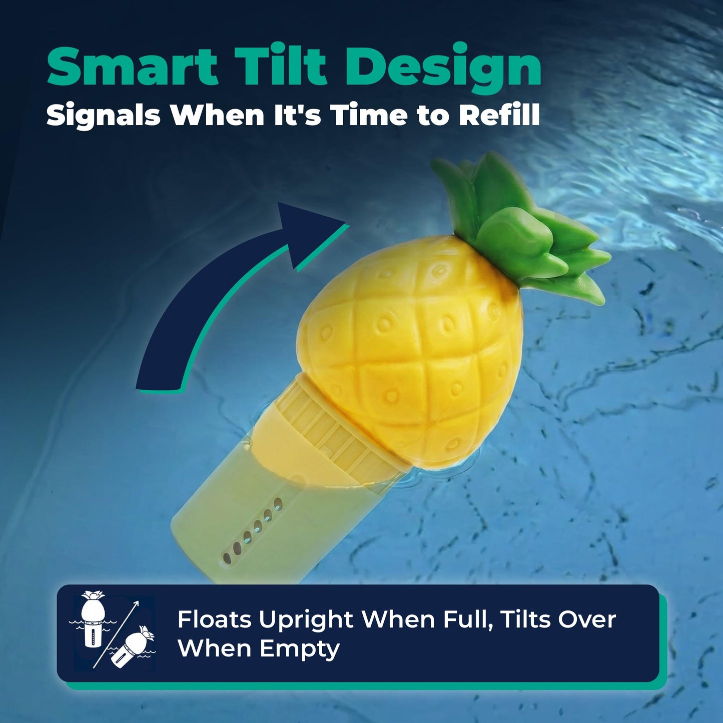 Game Solar Light-Up Floating Pool Chlorine Dispenser – Pineapple Design, Adjustable Control Ring, Holds Up to 3 x 3” Chlorine Tablets, for Above-Ground & In-Ground Pools