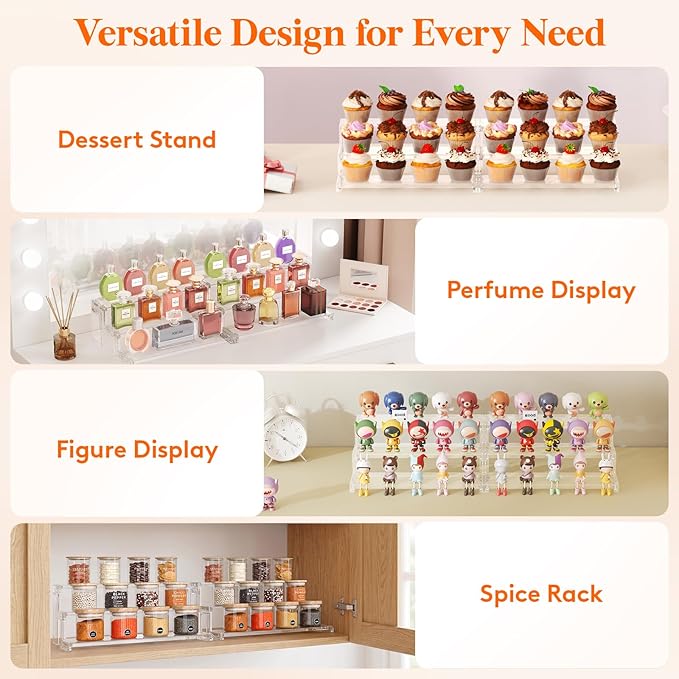 Lifewit Cupcake Stand, Perfume Cologne Organizer, Tool-Free Assembly, Display Riser, Spice Rack, Figurine Holder, Makeup Storage, Room Decor, Party Decorations, Clear, 14Ã¢ÂÂ³ 3 Tier, 2 Pcs