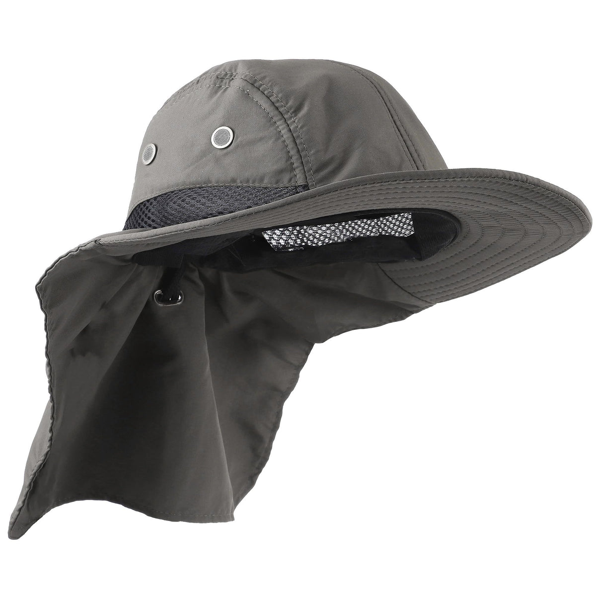 Falari Outdoor Sun Hat, Wide Brim with Neck Flap, Safari Hiking Gardening Fishing Hat - Gray