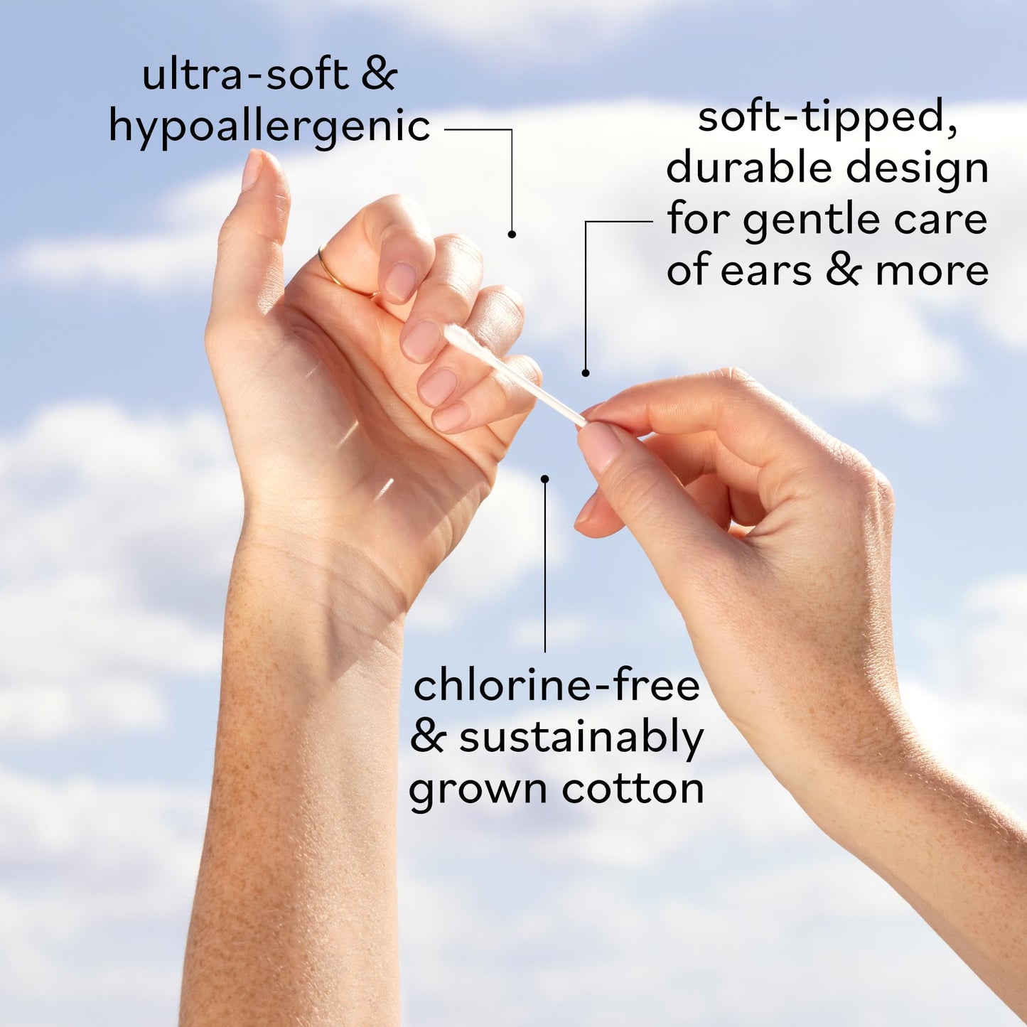 Sky Organics - Organic Cotton Swabs with Ultra Soft Tips - Strong & Durable - Hypoallergenic - Chlorine Free - Sustainable - Natural, Vegan & Cruelty Free - 1500 Count (Pack of 4)