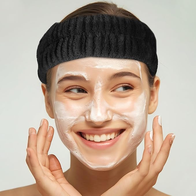 2Pcs Spa Headband, Head Bands Mens Hair Band Makeup Headband for Washing Face Absorbent Elastic Skin Care Headband Wrap for Women Yoga Sports Shower Exercise