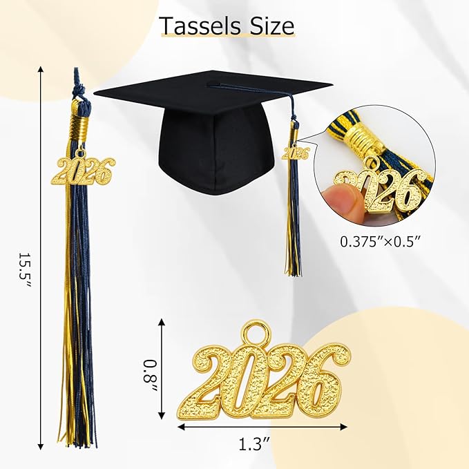 GraduationMall Single&Multiple Color Graduation Tassel with 2026 Year Charm 9"