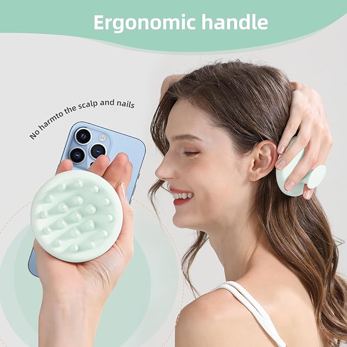 Scalp Massager Shampoo Brush, Scalp Massager Hair Growth & Dandruff Removal, Scrubber Scalp with Soft Silicone Bristles, Wet&Dry Ã¢ÂÂHair Brush for All (Mint Green)