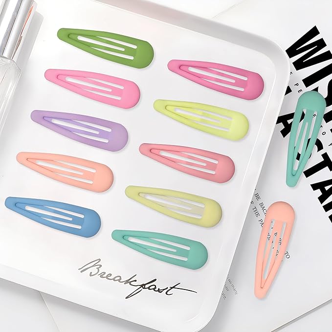 Small Hair Barrettes For Women No Slip Metal Snap Clips For Thin And Fine Hair,Matte Yellow Pink Blue Green Purple,20 PCS,1.97 x 0.5 Inch.