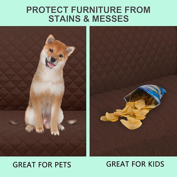 Recliner Chair Covers Reversible Sofa Cover Couch Cover for Pets Lazy Boy Furniture Protector(23''Chair,Brown/Beige)