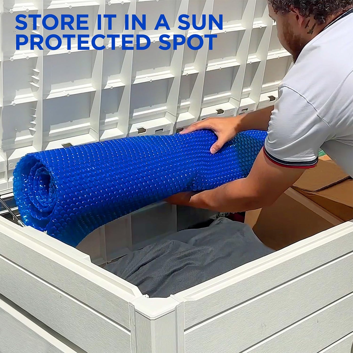 24 Foot Round Solar Cover for Inground and Above Ground Pools, 12 Mil - Premium Heavy Duty Solar Blanket for Above Ground Pool, Blue - Made in USA