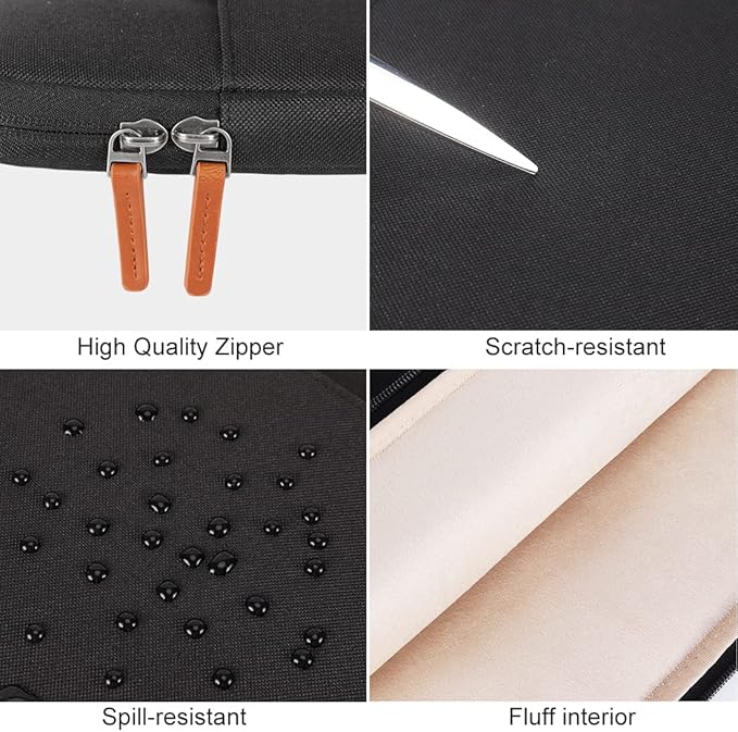 DOMISO Laptop Case Sleeve Protective Cover Compatible with MacBook Air 13 M4 M3 M2,MacBook Pro M2 M1,iPad Air/Pro,13 inch Dell,Lenovo, HP,Asus,Waterproof Computer Cases Bag with Handle,Black