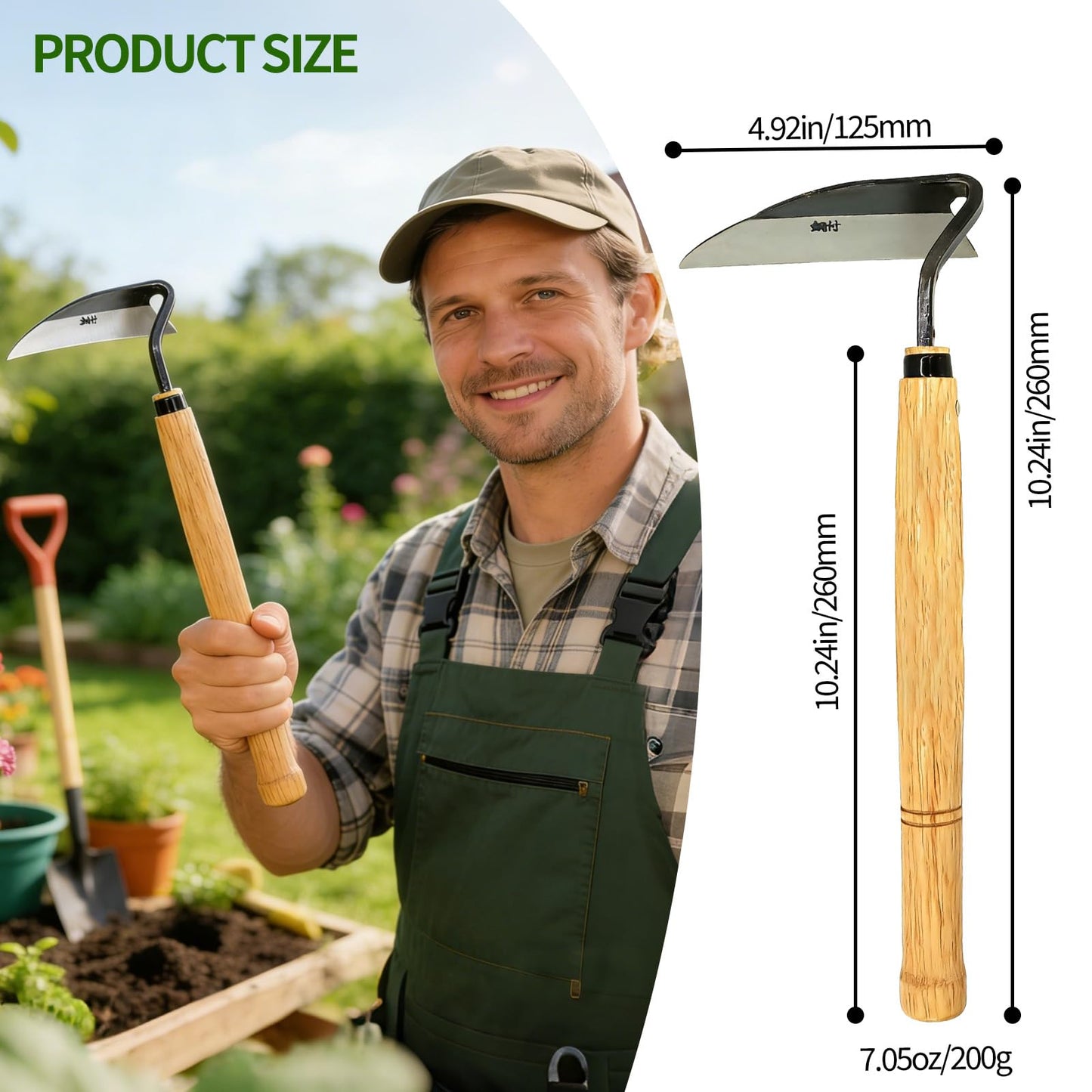 Kana Hoe 217 Japanese Garden Hand Hoe Sickle (Right-Handed)