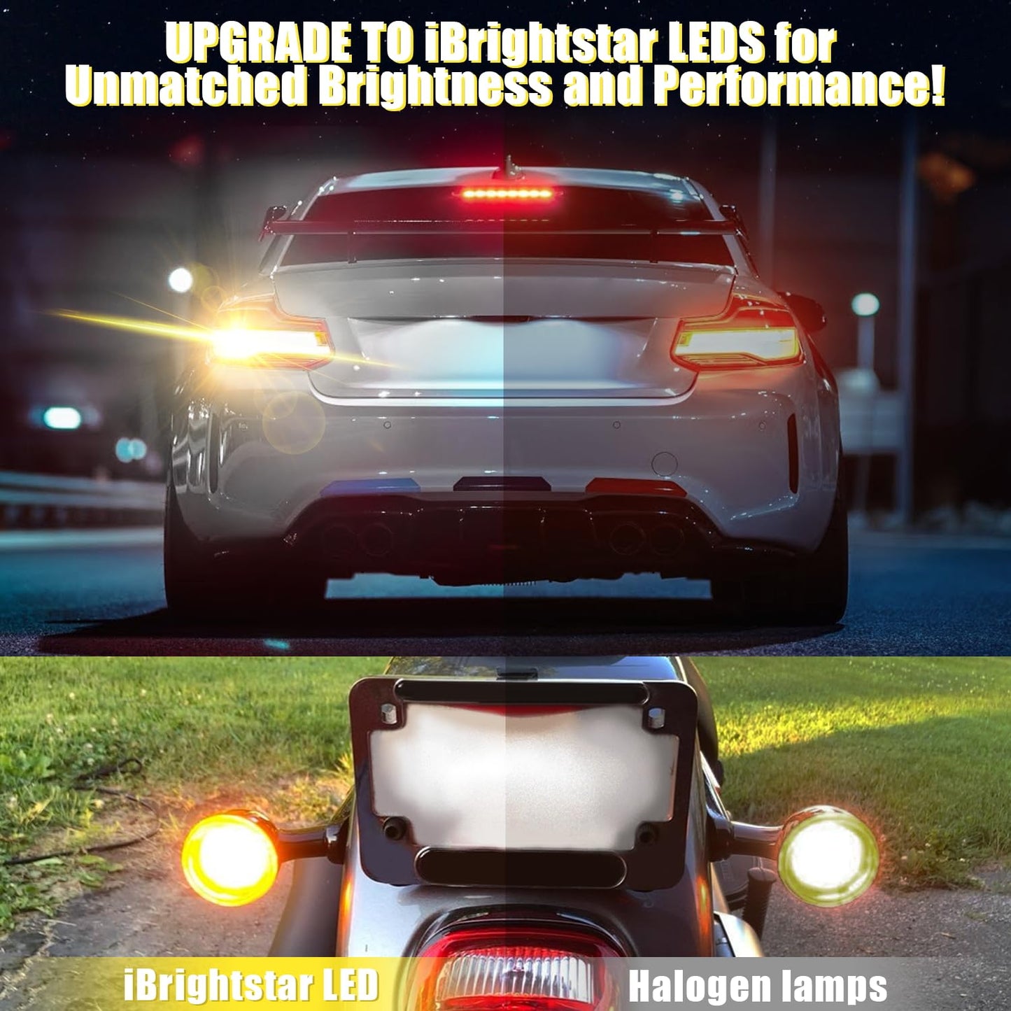 iBrightstar 7443 LED Bulb Amber, 7440 LED Turn Signal Bulbs Super Bright for Vehicle Blinker Lights and Turn Signal Lights, 2 Pack