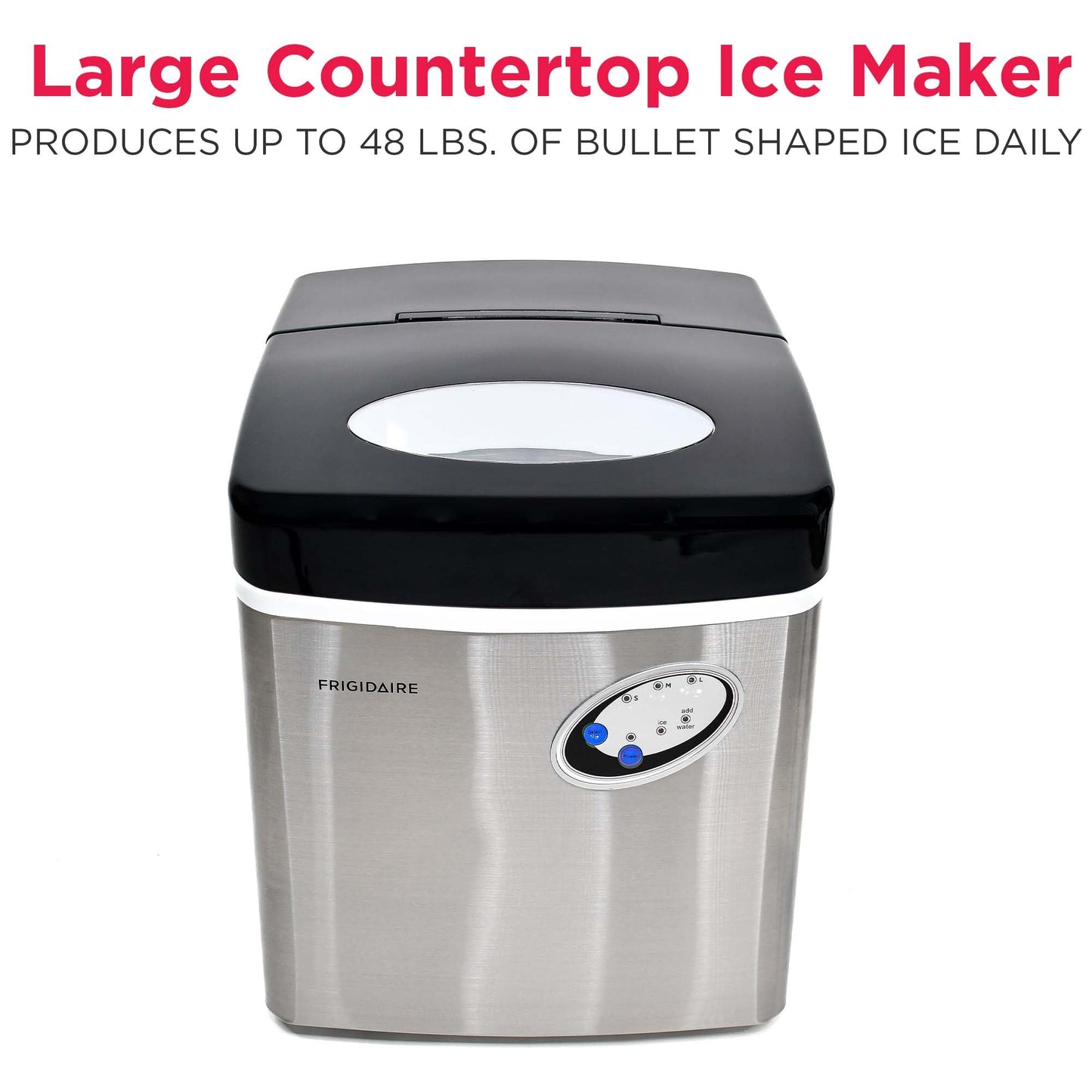 Frigidaire EFIC115 Extra Large Ice Maker, Stainless Steel, 48 lbs per Day