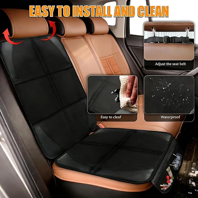 Bacgnyer Car Seat Protector, 1 Pack Carseat Seat Protectors with Thick Padding and Non-Slip Backing, Waterproof 600D Fabric Car Seat Cover for Baby Child Car Seats with 2 Mesh Pockets