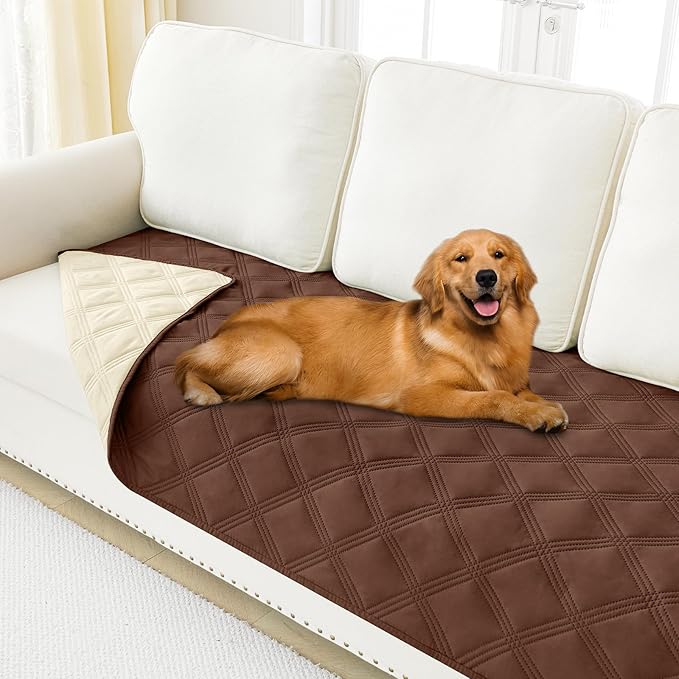 Smiry Waterproof Dog Bed Cover Blanket 30x70, Soft Reversible Pet Blanket, Washable Leakproof Cats Dogs Couch Cover for Sofa, Couch, Furniture, Brown/Beige