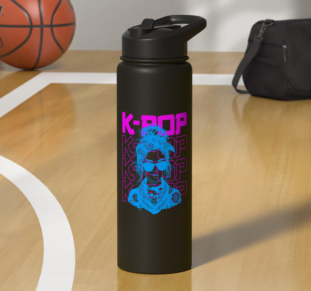 K-Pop Fan Girl - Vintage Korean K-Pop Music Lover Stainless Steel Insulated Water Bottle