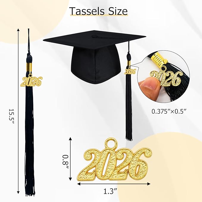 GraduationMall Single&Multiple Color Graduation Tassel with 2026 Year Charm 9"