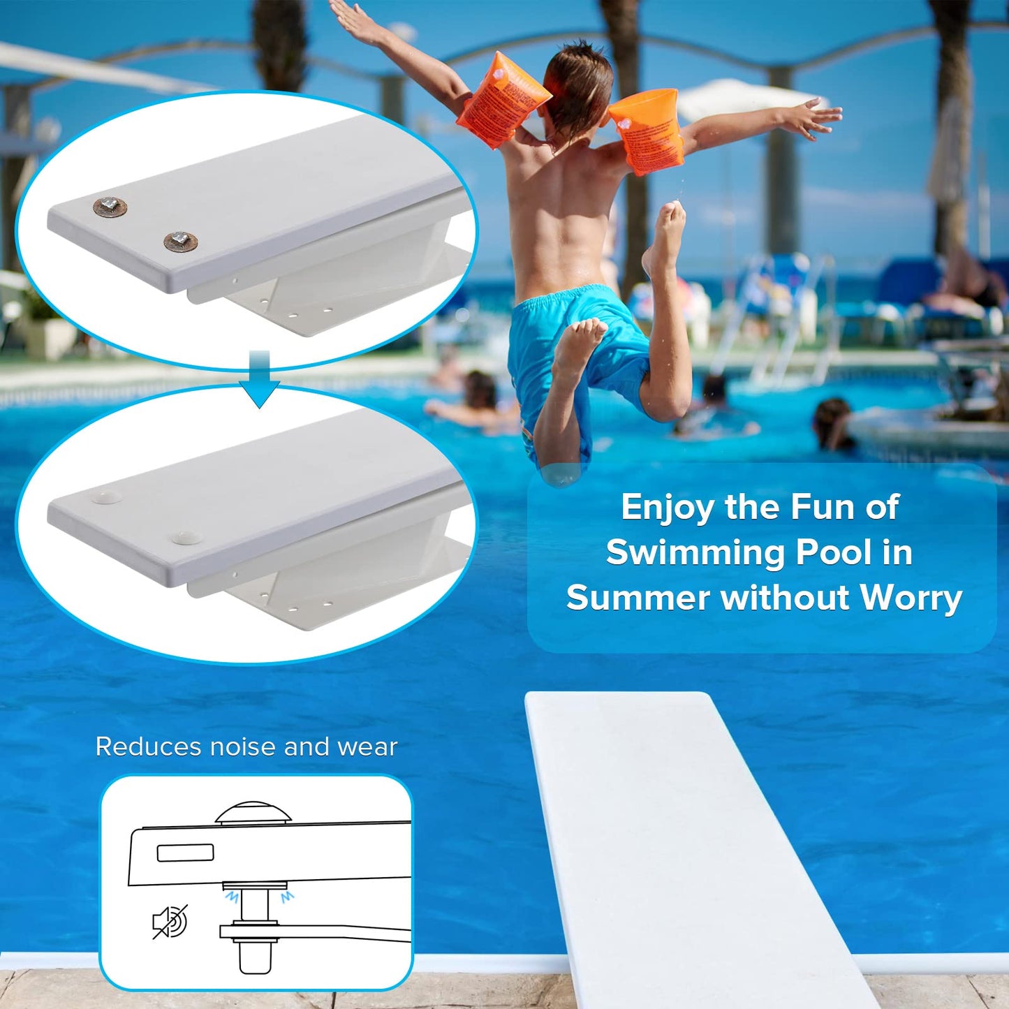 ArcViar Diving Board Bolt Kit, Diving Board Mounting Kit for Two Hole Residential Pool Diving Board, Diving Board Bolts Kit Compatible Diving Boards for Inground Pools