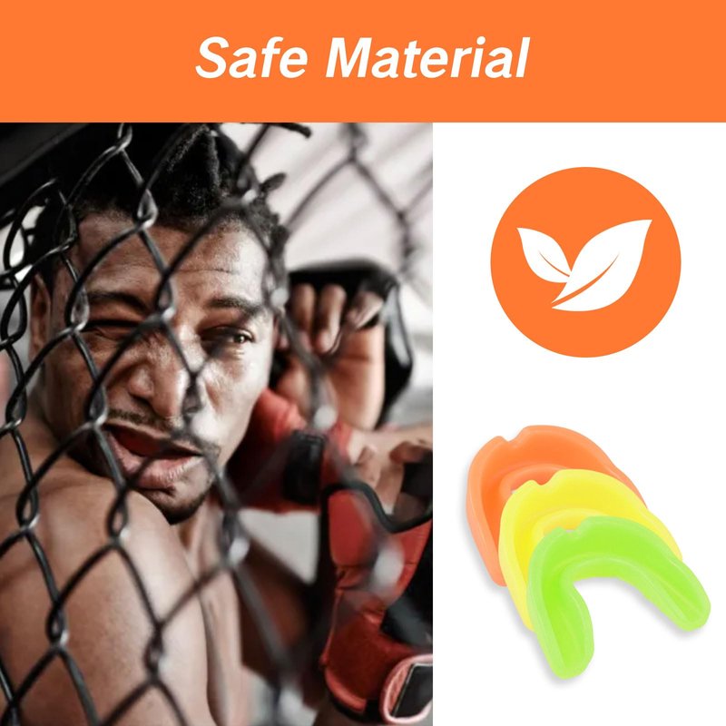 3Pcs Mouth Guard for Braces - Upper & Lower Mouth Guard for Sports - Youth & Adult Soft Mouthguard - Teeth Protection for Football, Jujitsu, Karate (Green, Yellow, Orange)