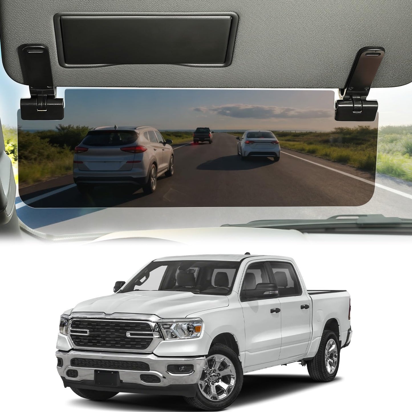 JOYTUTUS Large Sun Visor Extender for SUV Pickup Truck, Polarized Sun Visor Extender Universal Sun Blocker UV400, Adjustable Visor Extension for Car Visor,Double-Clip,Anti Glare Stray Light