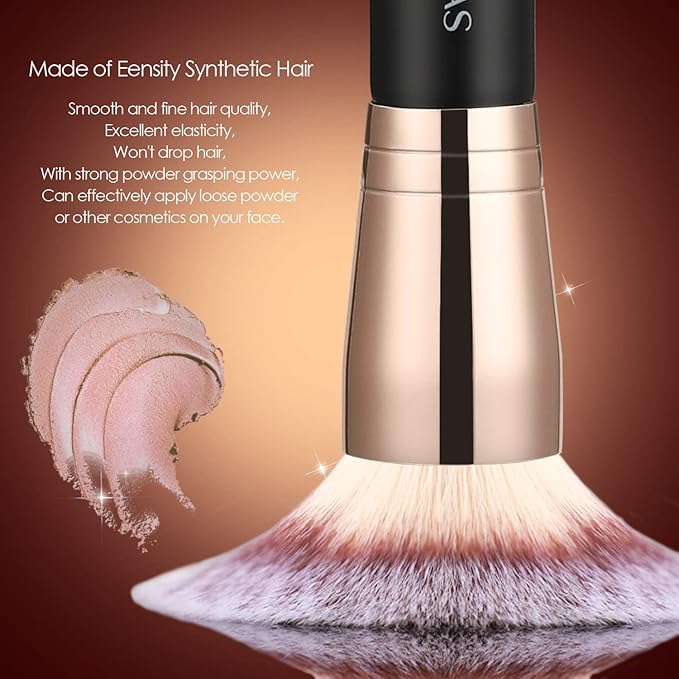 KINGMAS Foundation Brush, Premium Bronzer Makeup Brush, Double Ended Contour Brushes Flat & Angled Round Top for Blending Liquid Powder Concealer Cream Blush