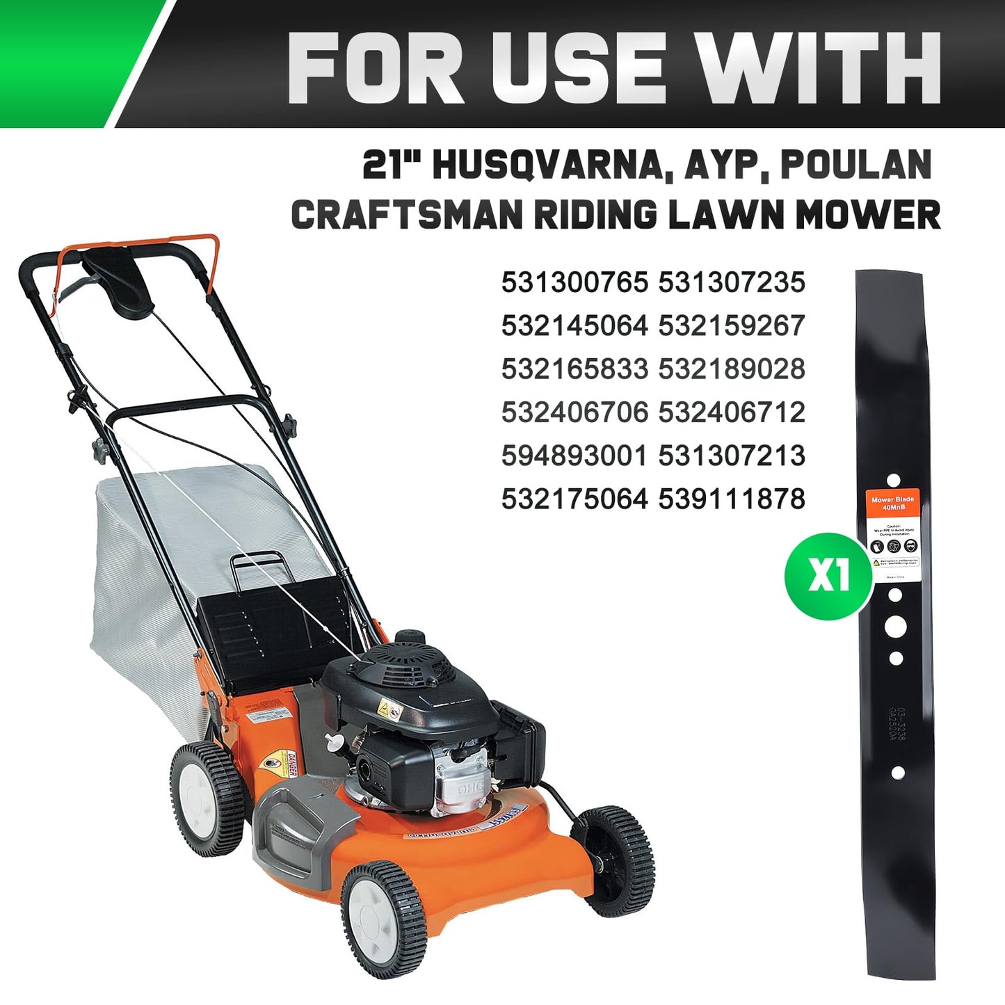 Grasscool 406712 532406712 Mower Mulching Blade with Circle Mounting Pattern for Craftsman Husqvarna 21 inch Deck Push Walk Behind Lawnmower Replace 165833 175064 189028 532189028