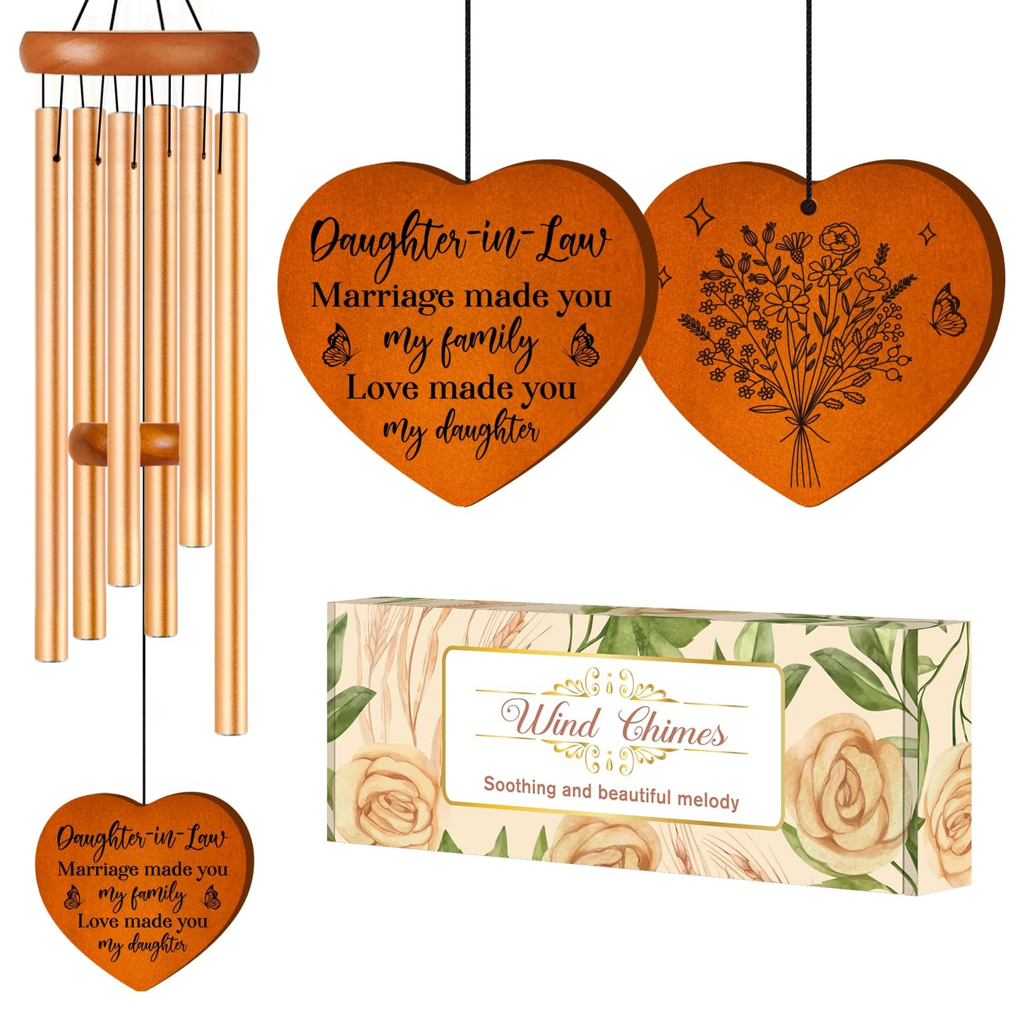 Daughter in Law Gifts, Mothers Day Funny Gift for Daughter in Law Wind Chimes, Birthday Wedding Anniversary Presents for Future Daughter- in-Law, Son Girlfriend from Mother, Mother in Law, 36 inch