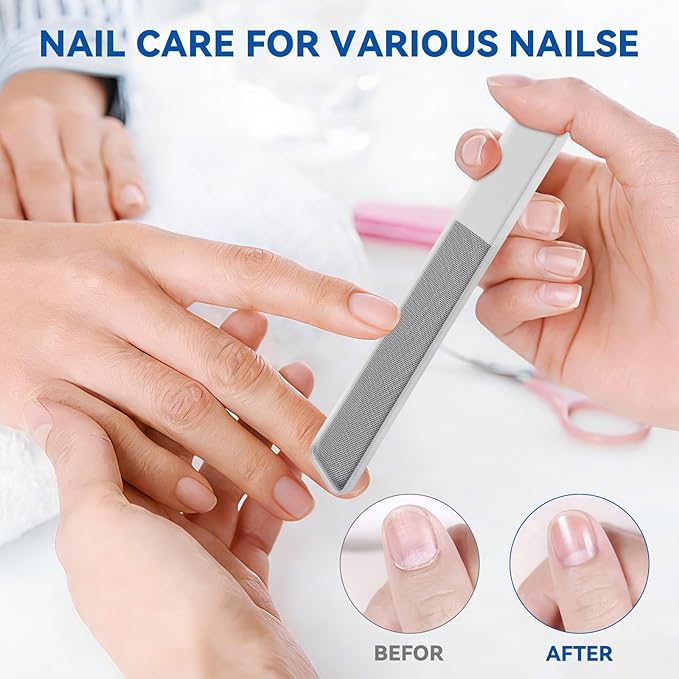 Premium 3-Piece Crystal Glass Nail File Set with Storage Case, Professional Reusable Fingernail Files for Natural Nails, Portable Manicure Pedicure Tools for Home Travel, Perfect Gift for Women