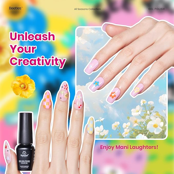 Beetles Pastel Gel Polish Set - Doodle Dreams Collection, Green Blue Purple 25 Spring Summer Colors Neon Rainbow Gel Polish with Base Glossy Matte Top Coat UV LED Soak Of Gifts for Women