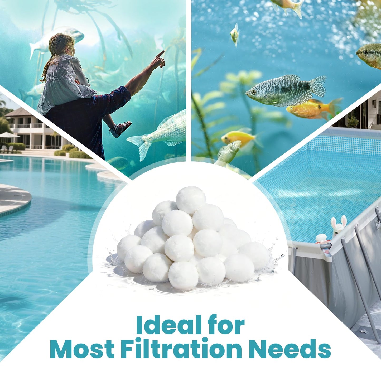 Vidapool 3.1 lbs Pool Filter Balls for Sand Filter Pumps, Reusable White Filter Balls for Swimming Pools, Efficient & Lightweight Sand Filter Balls, Replaces 100 lbs Pool Filter Sand