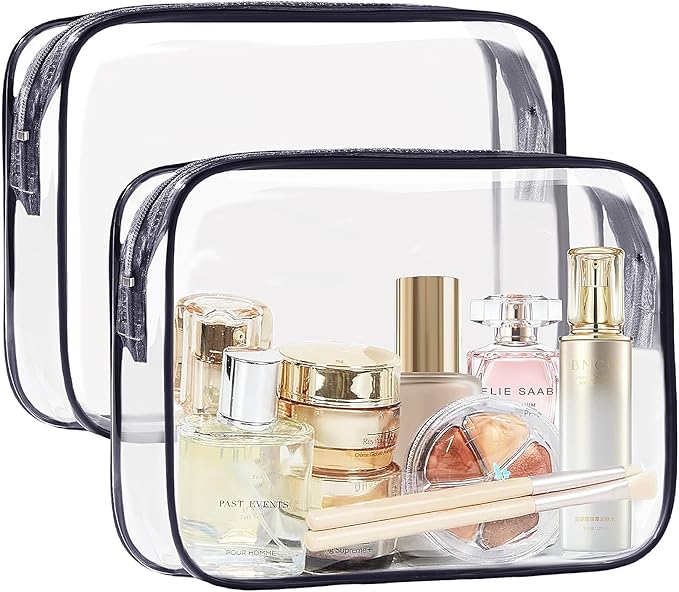 COSHAYSOO Sunscreen Bag Clear Makeup Toiletry Pouch Beach Vacation Essentials for Women Teen Girls Easter Basket Stuffers Gifts Summer Pool Travel Must Have Accessories Waterproof Stuff