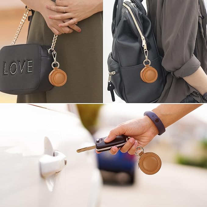 Jewelry Ring Holder Box with Keychain, Portable Gym Jewelry Storage Box Case, Small Travel Ring Earring Stud Necklace Storage Case (Brown)