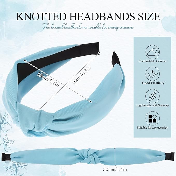 obeoby 8Pcs Girls Headbands, Knotted Headbands for Teen Girls Outdoor Outfit Light Multicolor Series Summer Hairband Mothers Day Gifts for Daughter Hair Accessories Trendy Stuff