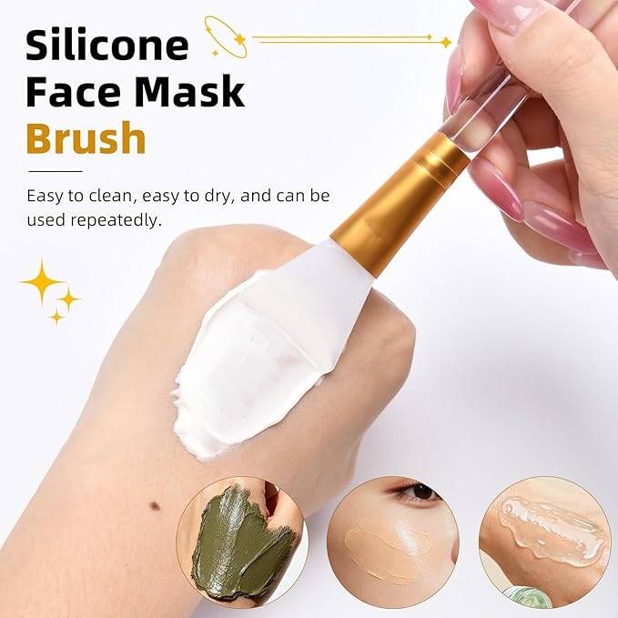 LORMAY Jelly Brush | 2 Pcs Silicone Face Mask Brushes | Mask Application Tool for Even Coverage | Skincare Enhancer | Durable Silicone | Easy to Clean | All Skin Types (Tapered brush head)