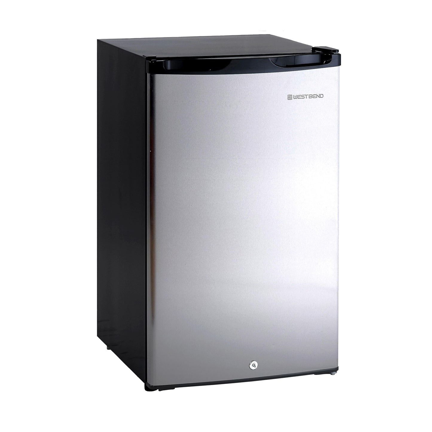 West Bend Mini Fridge Compact Refrigerator for Home Office or Dorm, Auto Defrost with Reversible Door, Energy Star Rated, 4.4-Cu.Ft., Stainless Steel