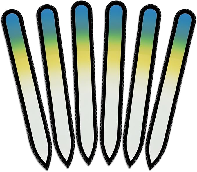 Mont Bleu Rainbow Crystal Nail File in Black Pouch - Czech Tempered Glass - Handmade in Bohemia (Czech Republic)