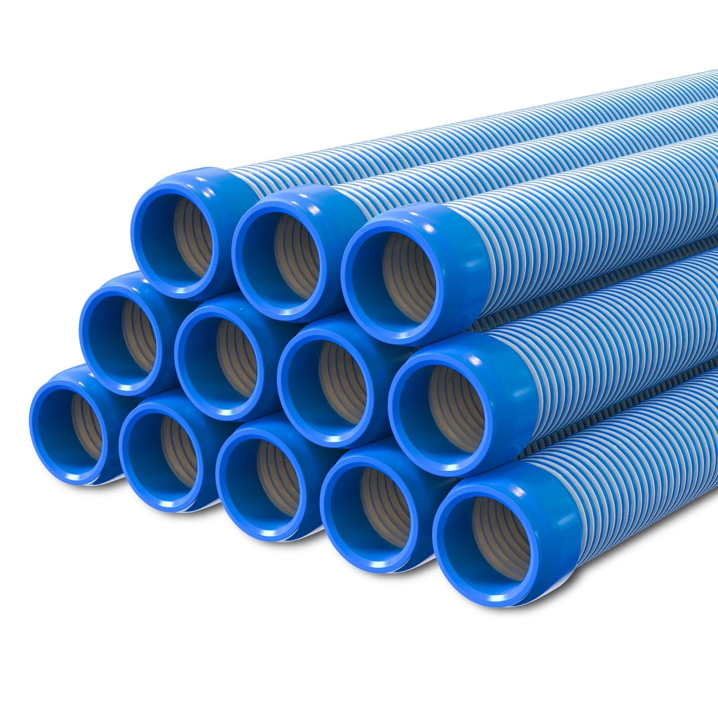 Poolvio Pool Vacuum Hose 40 Feet (12 x 40 Inch), 1.5 Inch Cuffs, Compatible with Most Inground Pool Automatic Cleaners, Blue