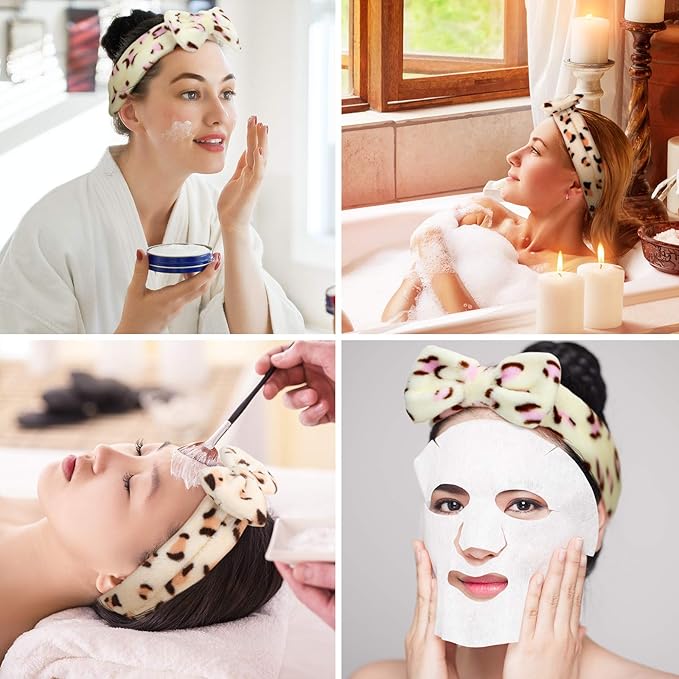 Hicarer 3 Pcs Towel Headbands for Women Headband for Washing Face Facial Hair Band Skincare Microfiber Bowtie Headband Makeup Terry Cloth Headbands Spa Shower Hair Band for Women Girls