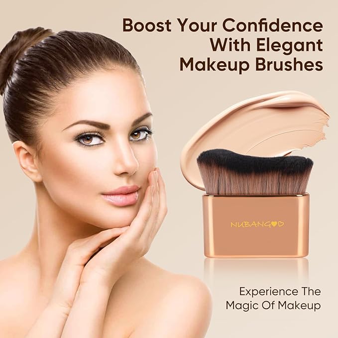 Professional Kabuki Foundation Brush,Makeup Brush, Self Tanner Brush,Self Tanning brush,Foundation Makeup Brush Cream Powder Liquid,Face Neck Body Leg Tanning Makeup (Pink Gold)