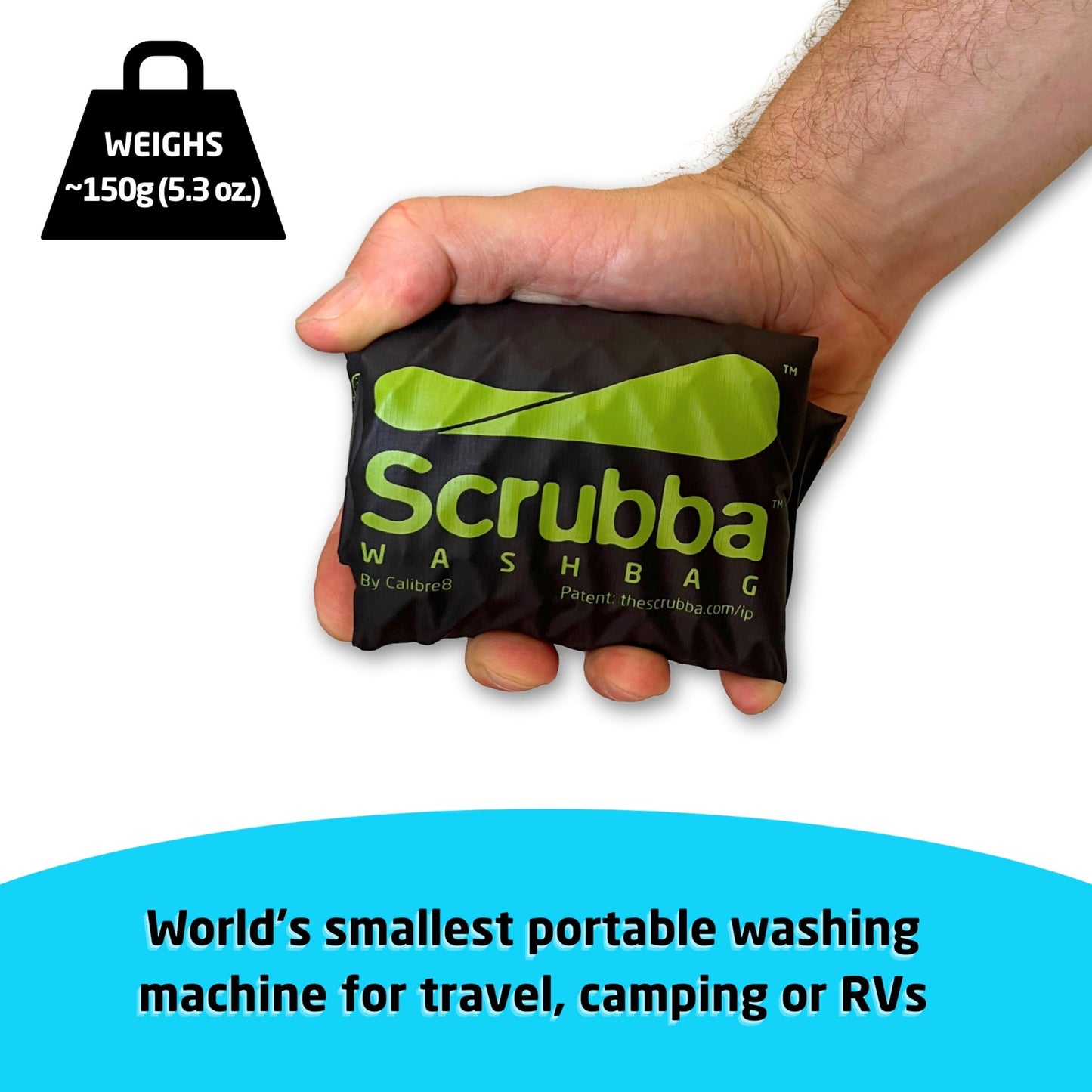 Scrubba Wash Bag Portable Washing Machine - Lightweight Manual Washing Machine for Travel, Camping, Laundry, Baby Clothes - Travel Essentials, Gift - use with Laundry Detergent/Sheets - 5.3 oz.