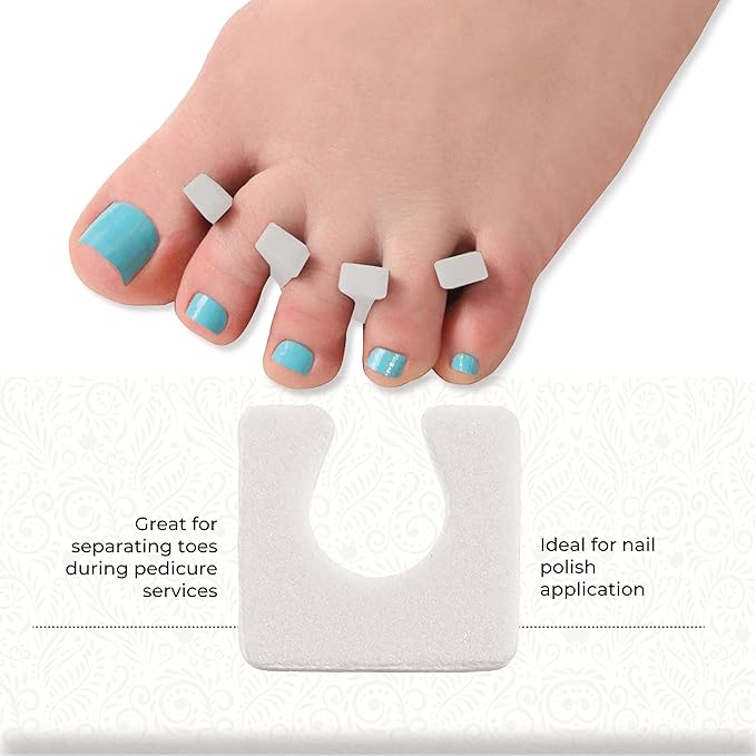 ForPro Sole Toe Separators, White, Individual Toe Separators for Pedicures, 144-Count