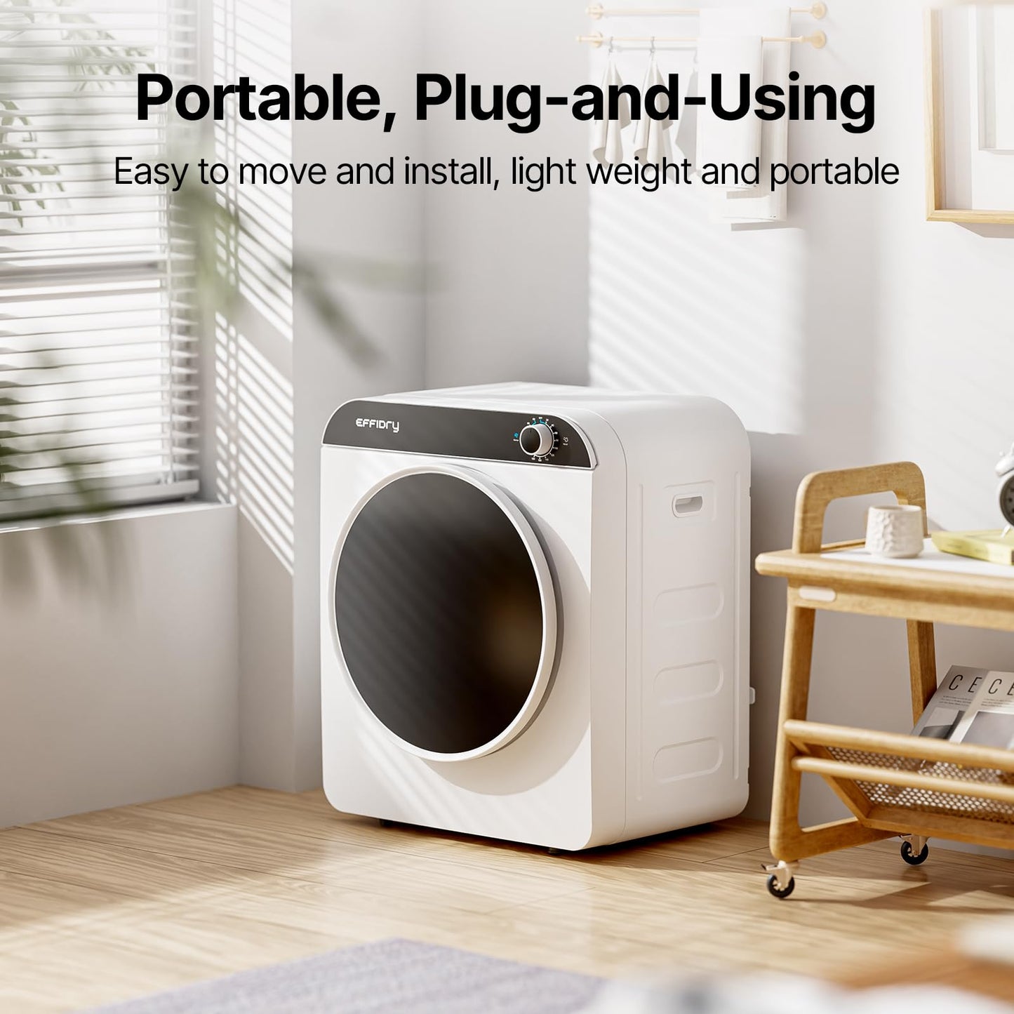 Effidry 110V Portable Clothes Dryer 830W Compact Laundry Dryers 2 cu.ft Electric Machine with Stainless Steel Tub for Apartment,RVs,Dorms,12LBS drying machine Clothing Dryer secadora portatil de ropa
