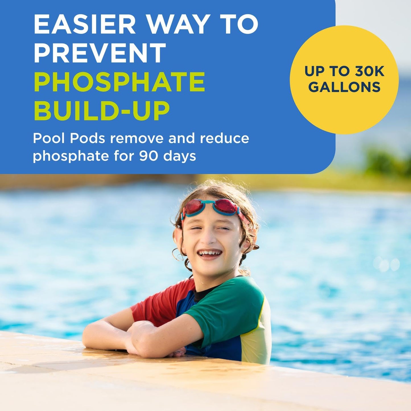 FROG 90-Day Goodbye Phos - Dry Formula Phosphate Remover for Pools up to 30,000 Gallons - Pool Maintenance & Treatment - No More Phos - 3 Pods