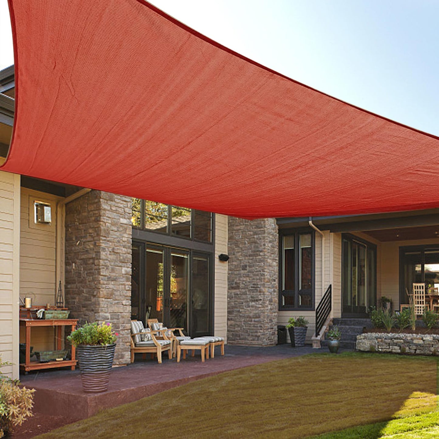 LOVE STORY Custom Size 8'x18' Terra Red Sun Shade Sail Rectangle UV Block Canopy Patio Sail Sunshades Fabric for Outdoor Garden Carport (We Make Custom Size)