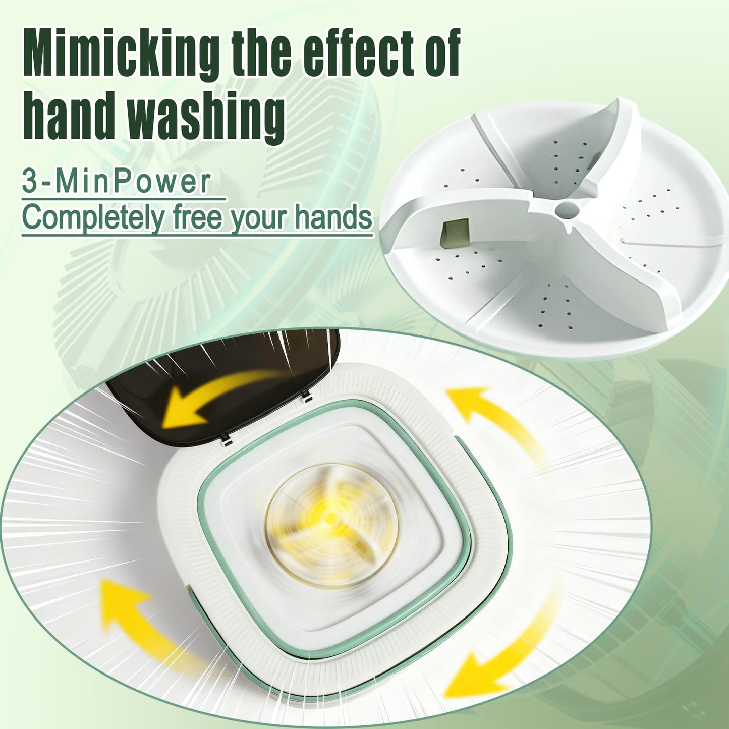 PXNTLA Mini Portable Foldable Washer - 16L Portable Washing Machine, Spin dryer, Small Folding Washing Machine 3 Cleaning Modes for Baby Clothes/Intimate Apparel, for Travel, Home