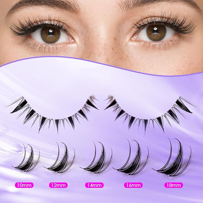 Ocean Pearl Lash Clusters Kit 154pcs 10-18mm manga/anime-inspired lashes clusters,spike-effect cluster lashes,Eyelashes,DIY Cluster Eyelash Extensions kit with lash bond+seal+remover+tweezers-M32+M35