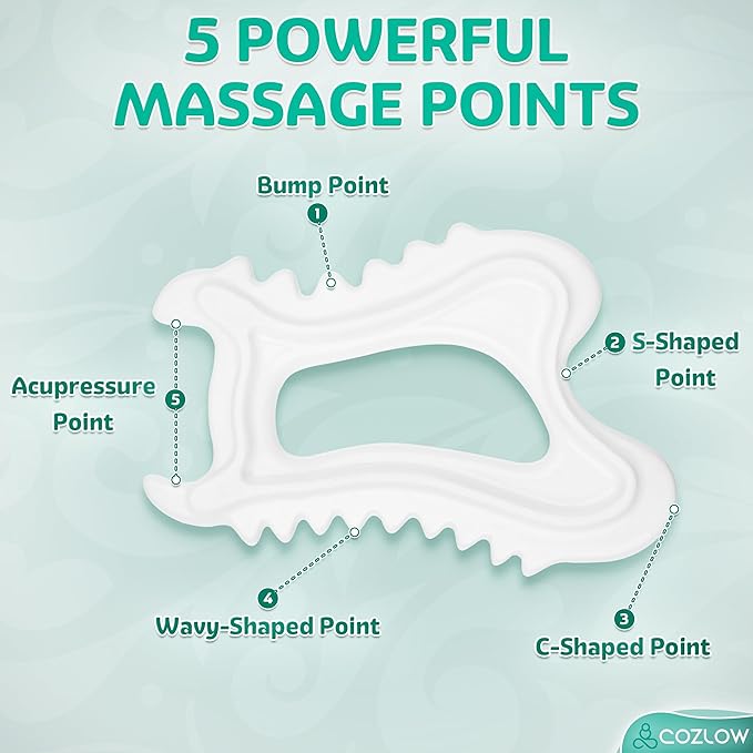 COZLOW Ceramic Gua Sha Massage Tool for Face & Body - Premium Muscle Scraping Tool for Lymphatic Drainage & Fascia Massage - Trigger Point Massager for Body Sculpting & Contouring - Style A